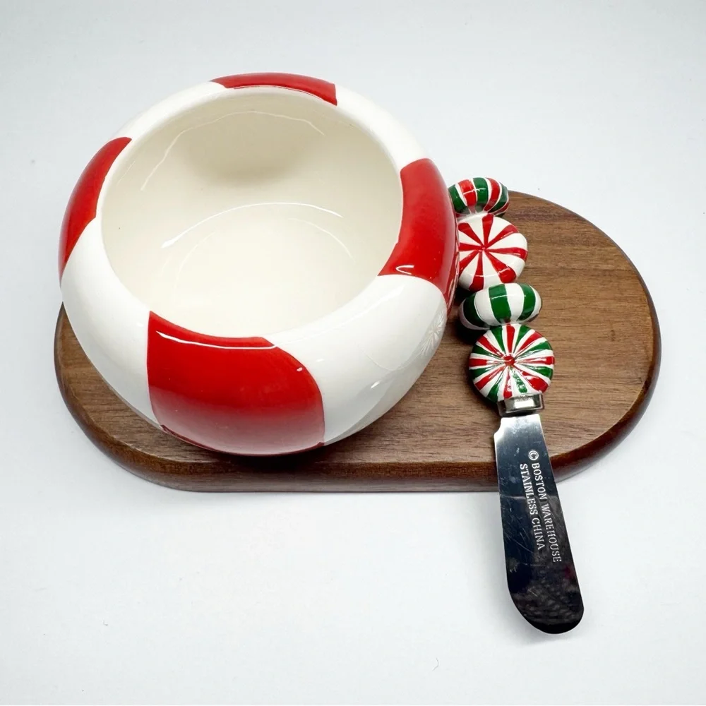 Boston Warehouse Y2K Peppermint Candy Dip Bowl & Spreader